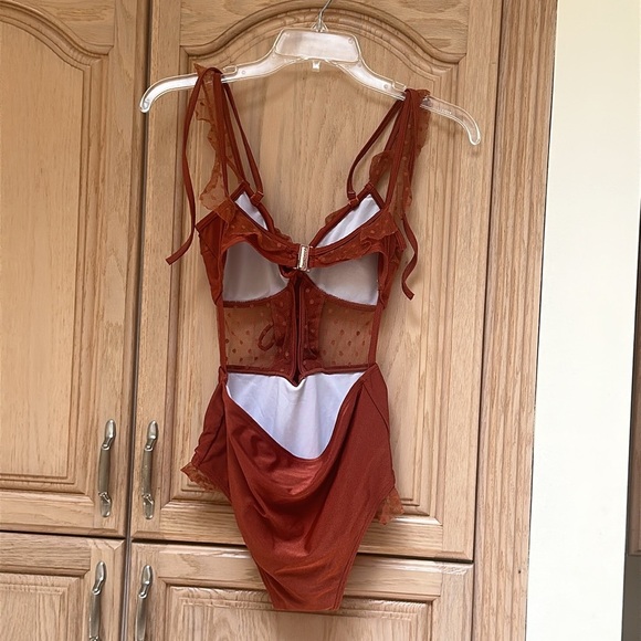 🌈 ZIMMERMANN CORSAIR CORSET RUFFLE One-Piece Swimsuit vintage rose size small - Picture 8 of 14